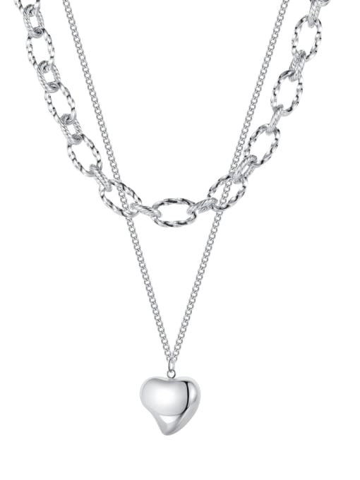1993 [steel necklace] Titanium Steel Heart Minimalist Multi Strand Necklace